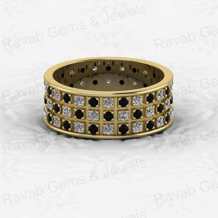 Top Selling 925 Silver Gold Vermeil 8mm Wide Eternity Wedding Band With Checkerboard Pattern Micro CZ Women Fine Jewelry Ring