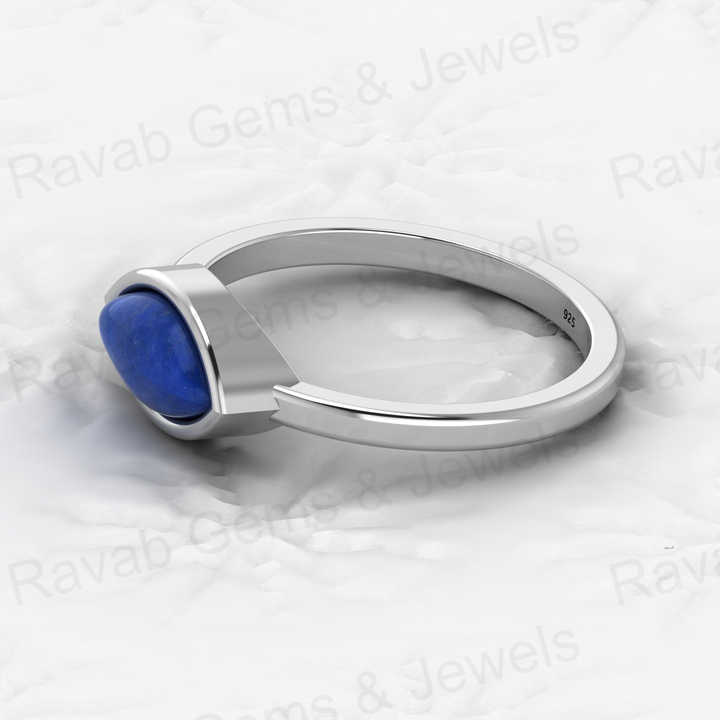 Top Selling Genuine 925 Sterling Silver Natural 5x10mm Lapis Lazuli Gemstone Marquise Bezel Ring for Women Fine Jewelry