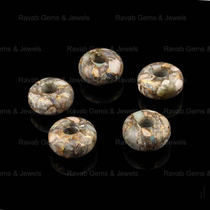 14x8mm Natural Ethiopian Pink Opal Copper Smooth Briolette Rondelle Big Hole Gemstone Loose Beads for Jewelry Making Wholesaler