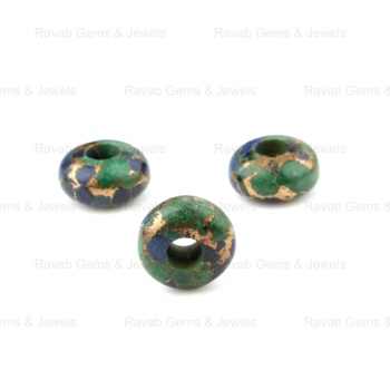 Best Selling High Polished Azurite Copper Composite 14x8mm Smooth Rondelle 5mm Big Hole Briolette Stone Beads for Jewelry Making