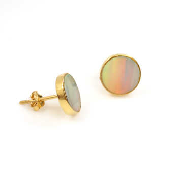 High Quality 925 Sterling Silver Handmade Fine Stud Earrings 10mm Solid Synthetic Multi Fire Opal Gemstone Birthday Gift for