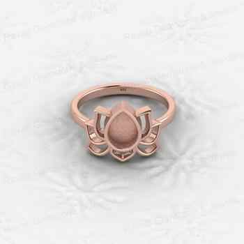 Superb Quality 925 Silver 6x8mm Oval Semi Mount Blank Setting Lotus Designer Ring for Breastmilk Keepsake Fine Women Jewelry