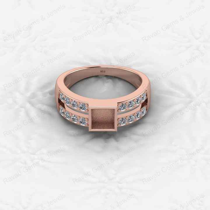 Top Quality 925 Silver 7X7mm Double Band With CZ Semi Mount Blank Setting Ring Good for Resin & Ashes Work Keepsake DIY Jewelry