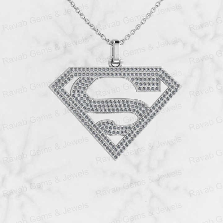 Top Trending Solid 925 Silver Superman S Initial Symbol Hip Hop Pendant Necklace Men Iced CZ Diamond Personalized Fine Jewelry