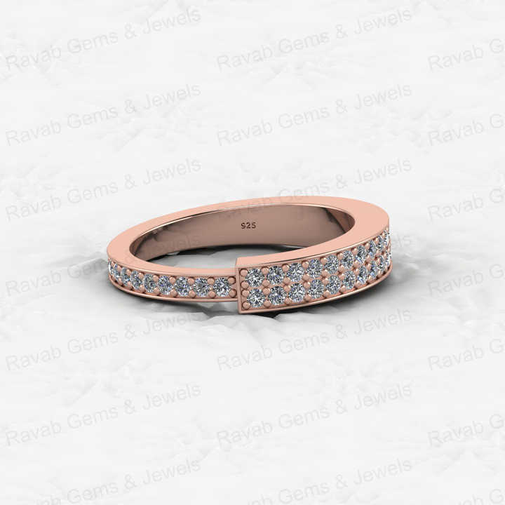 Top Selling 925 Sterling Silver Minimalist Micro Pave CZ Diamond Gold Vermeil Eternity Band Thick Women's Ring Fine Jewelry
