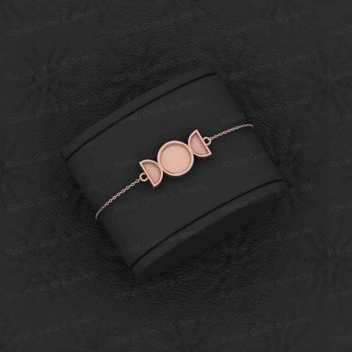 Top Quality 925 Solid Silver Semi Mount Chain Bracelet Round Half Moon Resin Gemstone 18K Gold Plated Ashes Setting Jewelry
