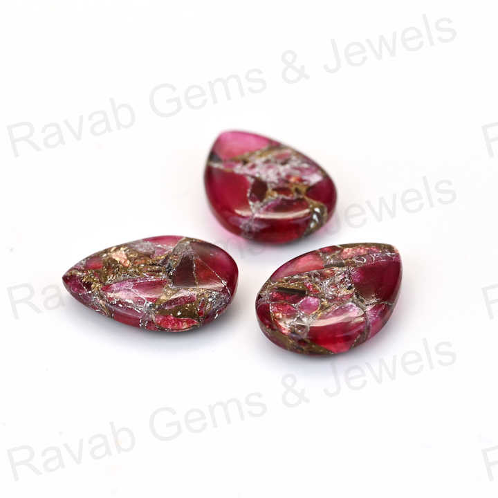 New Arrival Quality 16X22mm Mohave Pink Ruby Copper Pear Shaped Hand Polish Gemstone for Making 14k Gold Handmade Fine Jewelry