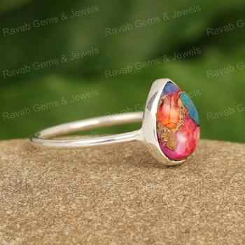 Best Quality Solid 925 Sterling Silver Genuine Pink Spiny Oyster Turquoise Bezel Setting Handcrafted Lovely Design Ring for