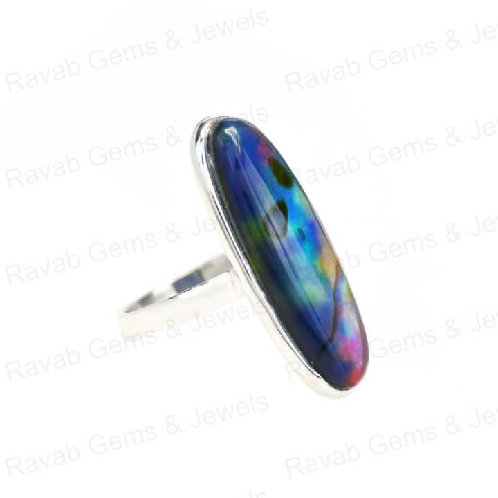 Best Selling Solid 925 Sterling Silver Abalone Shell Quartz 10x30mm Long Oval Bezel Setting Ring for Women Fine Handmade Jewelry