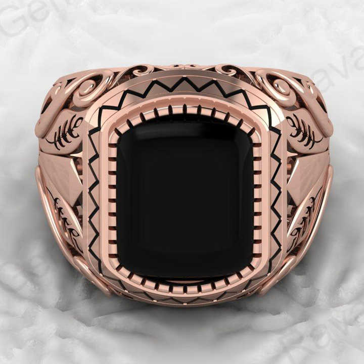 Best Selling Solid 925 Sterling Silver 10x14mm Black Onyx Designer Signet Stylish Ottoman Ring for Men Customized Jewelry