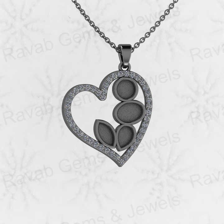 Genuine 925 Sterling Silver 23x25mm Hanging Heart Charm Semi Mount Blank Resin Ashes Work Necklace Jewelry Findings Components