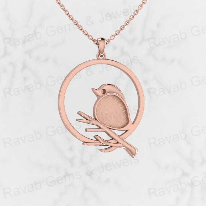 Genuine 925 Silver 25mm Sparrow Sitting Branches Semi Mount Setting Charm Pendant for Resin Ashes Work Necklace Jewelry Findings