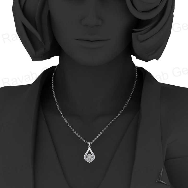 Solid 925 Silver Teardrop 6mm Round Blank Cabochon Pendant Setting CZ Breastmilk Resin Ashes Keepsake Memorial Jewelry Component