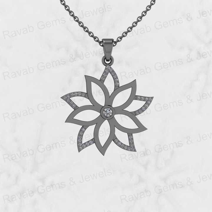 Best Selling 925 Silver 25mm Water Lily Floral June Birth CZ Diamond Pendant Necklace Beautiful Fine Natural Jewelry for Women