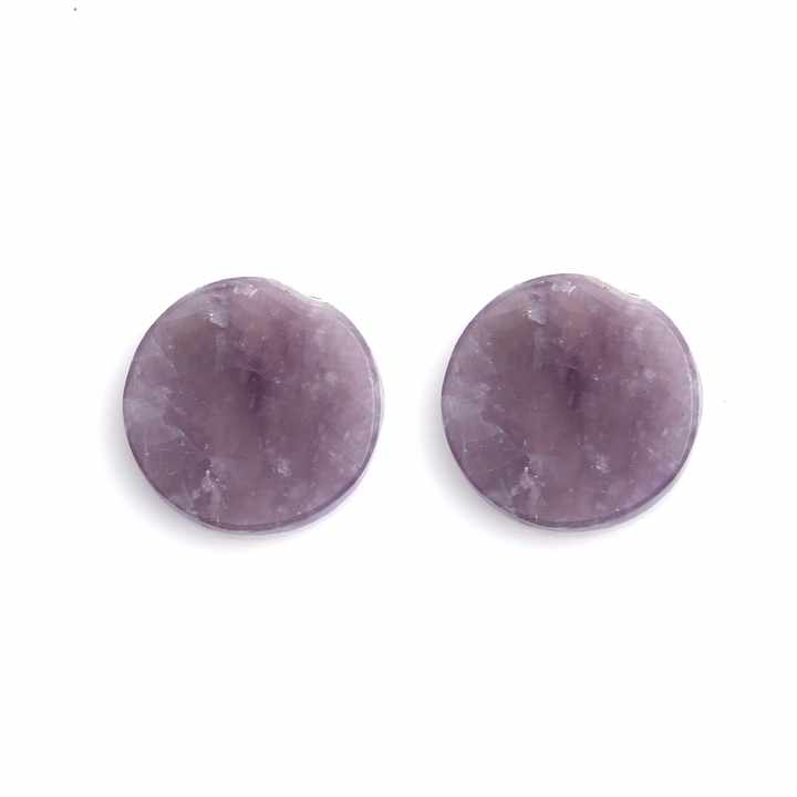 High Quality 12mm Natural Smooth Purple Lepidolite Double Flat Coin Calibrated Loose Gemstone for Jewelry Making