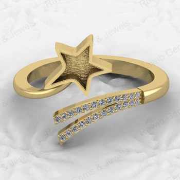 925 Sterling Silver Adjustable Ring With 5mm Star Design .80mm CZ Resin Semi Mounts Good Breastmilk Ashes Jewelry Keepsakes