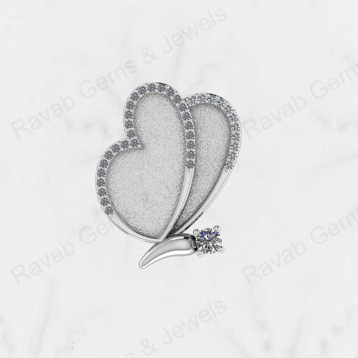 Genuine 925 Silver 40x28mm Couple Heart Blank Bezel CZ Charm Pendant Setting Ashes Resin Keepsake Jewelry Findings Components