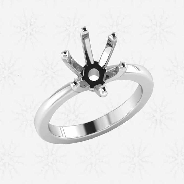 Top Quality 925 Sterling Silver 6mm Prong Semi Mount Blank Setting Wedding Ring Good for Resin Keepsake Finding Jewelry
