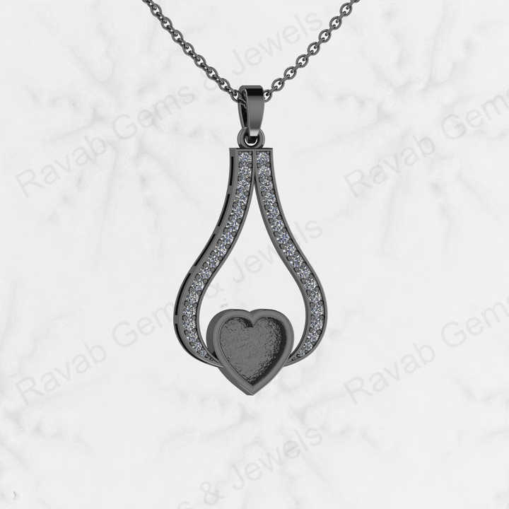 Top Quality 925 Sterling Silver With CZ 8mm Heart Semi Mounting Charm Pendant Setting for Ashes Resin Work Breastmilk Jewelry