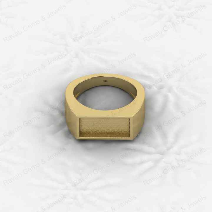 Genuine 925 Sterling Silver Rectangle 7x14mm Semi Mount Blank Setting Signet Ring Breastmilk Keepsake Men Wedding Gift Jewelry