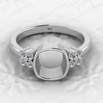 High Quality 925 Sterling Silver 8x8mm Cushion CZ Semi Mount Blank Bezel Setting Ring Good Fine Gemstone Jewelry Component
