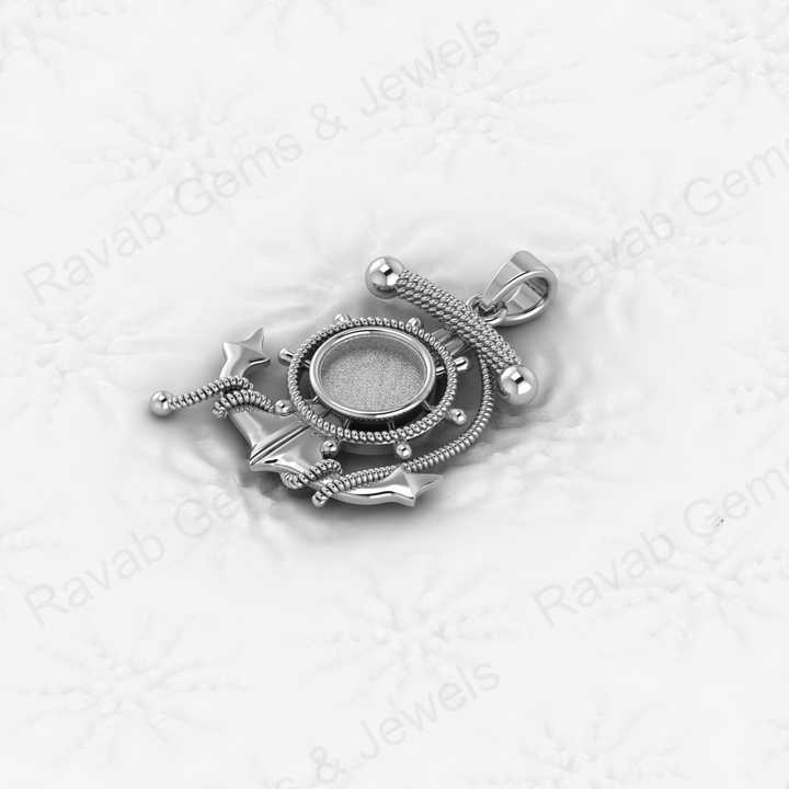 925 Sterling Silver Anchor Ship Wheel Nautical Charm Semi Mount Blank Setting Pendant Good for Ashes & Resin Work Breastmilk DIY