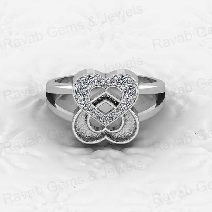 High Quality Solid 925 Silver Double Couple Heart Blank Base Semi Mount Ring for Ashes & Resin Work Breastmilk Keepsake Jewelry