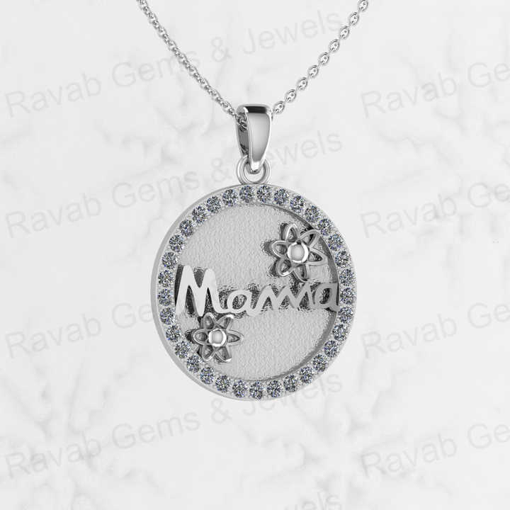 Genuine 925 Silver 25mm Circle Mother Love Initial Letter Semi Mounting Charm Pendant for Resin & Ashes Breastmilk CZ Jewelry