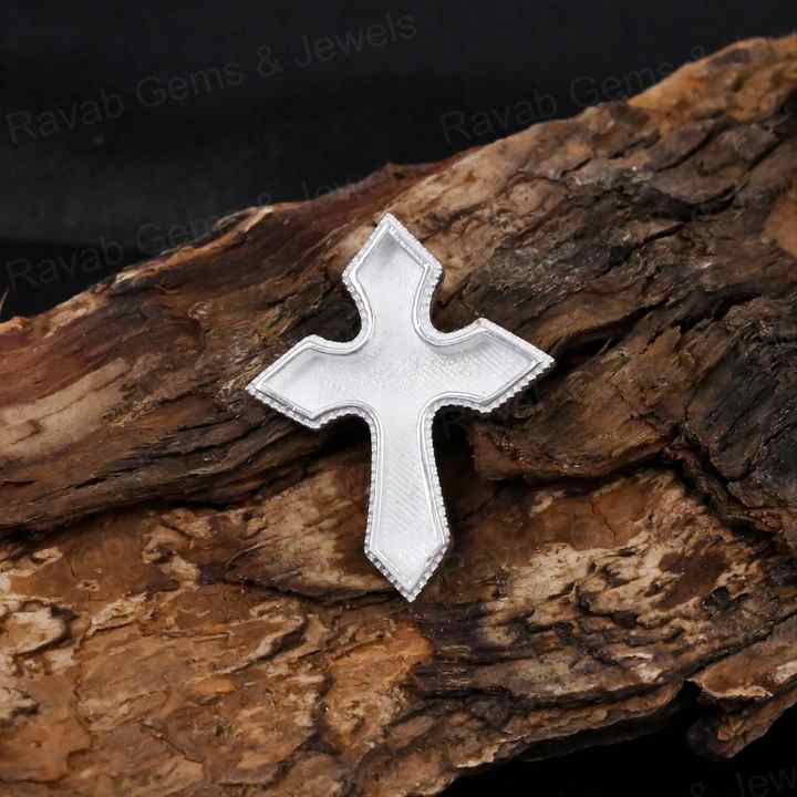 Genuine 925 Silver 25x20mm Designer Gothic Cross Blank Bezel Semi Mount Charm Pendant for Resin & Ashes Work Keepsake Jewelry