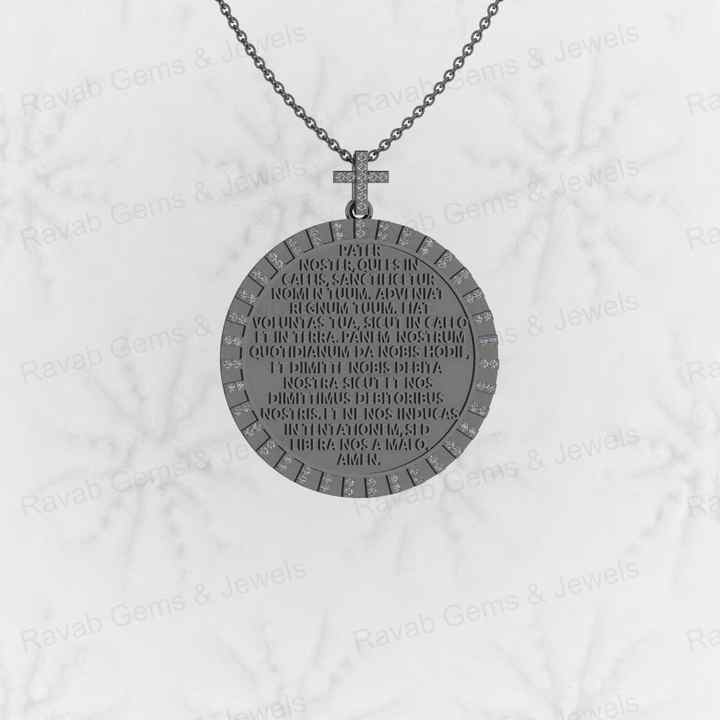 Solid 925 Silver Embossed Lords Catholic Prayer Crucifix Religious Jesus Cross Charm Pendant With CZ for Christian Fine Jewelry