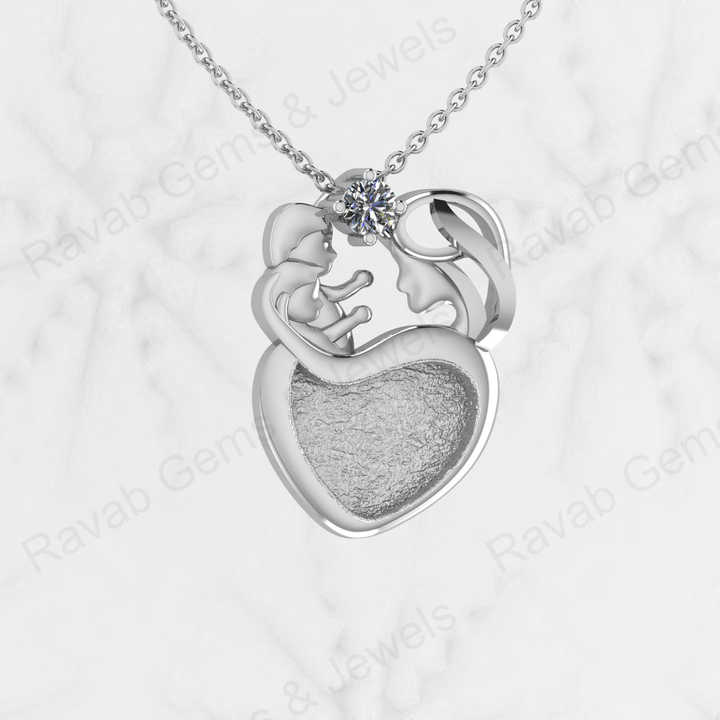Top Quality 925 Sterling Silver Mom Child Love Heart Charm Semi Mount Blank Setting Pendant Good for Ashes & Resin Work Keepsake