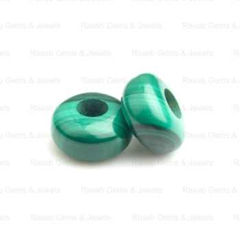 High Quality 14X8mm Big Hole Rondelle Beads Natural Smooth Malachite Gemstone Fancy Stylist Loose Gemstones for Jewelry Making