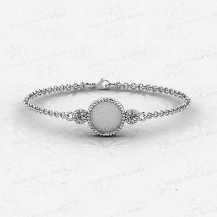 High Quality 925 Silver 18K Gold 10mm Round Coin Bezel Cup Base Semi Mount Setting CZ Chain Bracelet Jewelry Findings Components