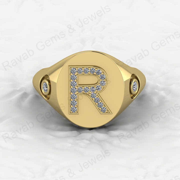 Best Selling Genuine 925 Sterling Silver Diamond Zircon Initial Letter Personalized Custom Solomon Signet Oval Men Ring Jewelry