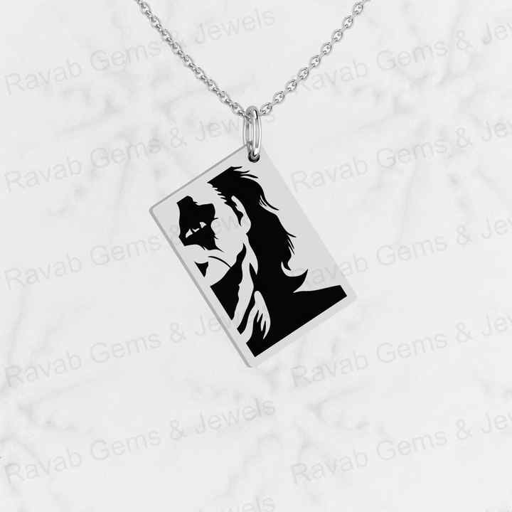 Best Quality Solid 925 Sterling Silver Half Face Georgian Cloisonne Enamel Joker Pendant for Men's Fine Handmade Jewelry