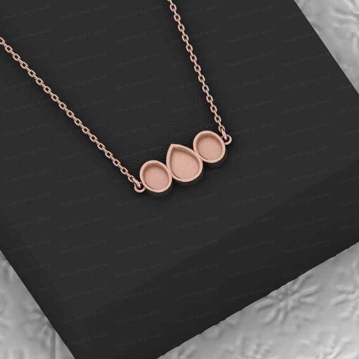 Top Quality 925 Silver Pear Oval Collet Bezel Cup Semi Mount Charm Pendant Necklace Setting Jewelry Findings Components