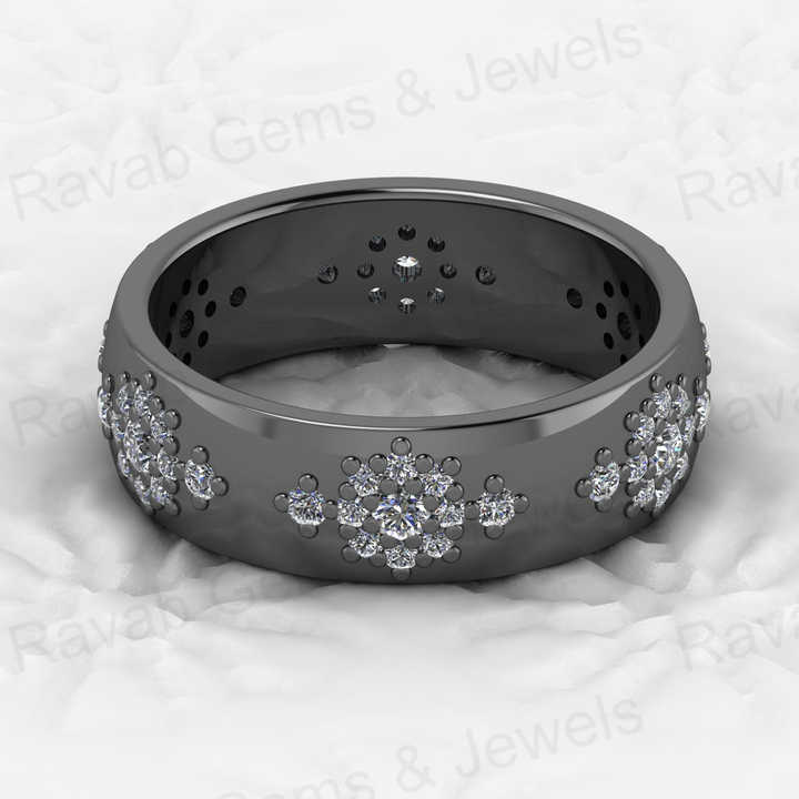 Top Selling Genuine 925 Silver Snowflake CZ Design Gold Vermeil Eternity Wide Band Dainty Women's Ring Personalized Fine Jewelry