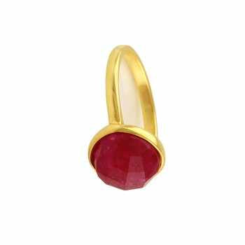Top Selling Solid 925 Sterling Silver Garnet Round Checker Cut 18k Gold Filled Bezel Setting Ring for Women Handmade Jewelry
