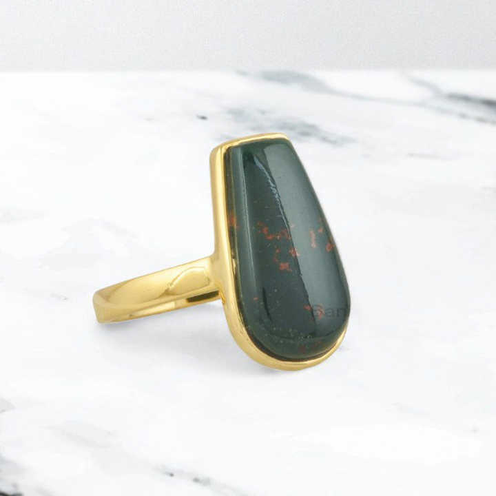 Top Selling Handmade 925 Silver Gold Vermeil Eternity 10x17mm Genuine Bloodstone Coffin Shape Women Ring Fine Jewelry Supplier