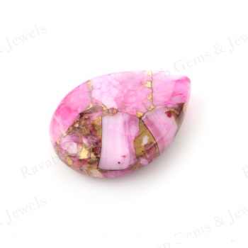 Pear Natural Smooth Pink Spiny Oyster Shell 16x22mm Bronze Copper Composite Gemstone Jewelry Making Calibrated Briolette Stone