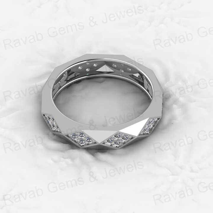 Best Selling 925 Sterling Silver Gold Vermeil CZ Round Brilliant Cut Geometric Rhombus Eternity Band Wedding Ring Fine Jewelry