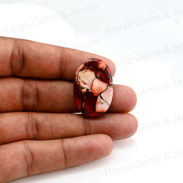 Top Quality 20x30mm Mohave Red Rose Dhalia Composite Copper Cabochons High-Polished Gemstone Smooth Oval Shape Jewelry Making