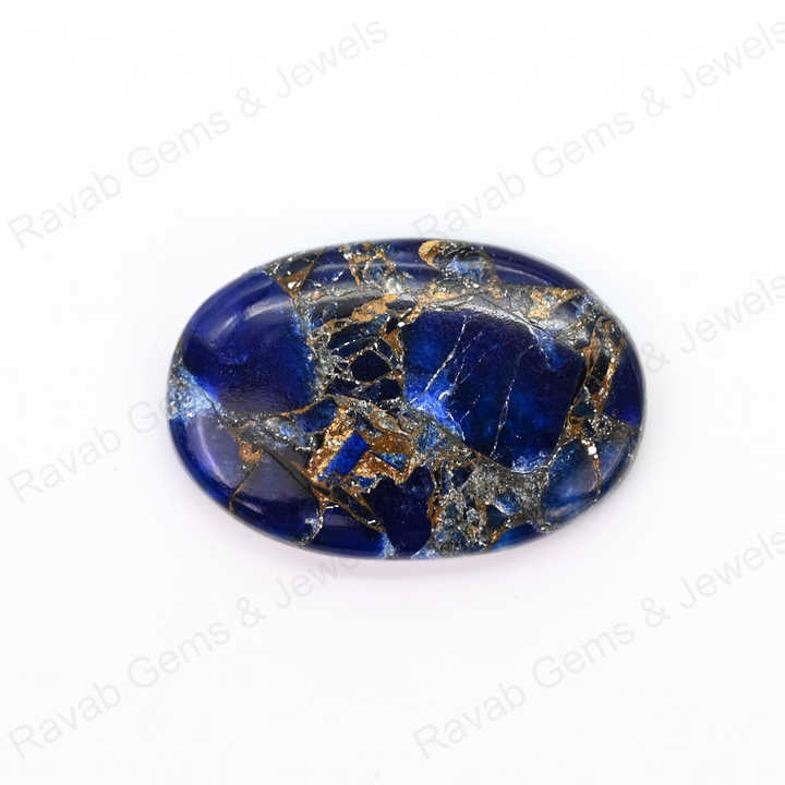 Best Selling 20x30mm Mohave Sapphire Composite Copper Cabochons High-Polished Quartz Gemstone Smooth Oval Shape Jewelry Making