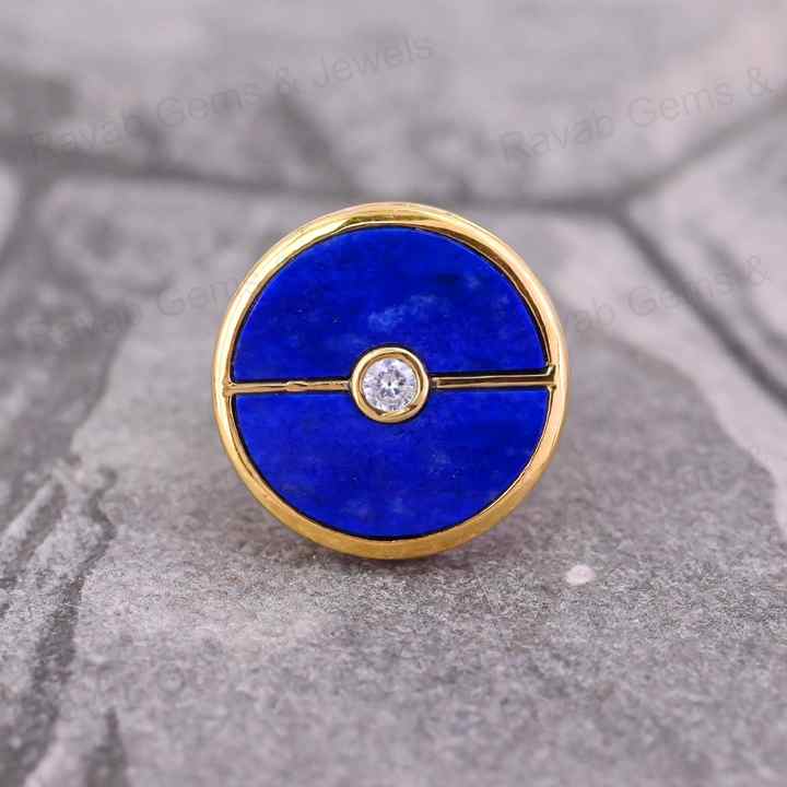 Best Selling 925 Silver Compass Ring for Men 20mm Lapis Lazuli Moissanite Genuine Designer Fine Jewelry with Bezel Setting Inlay