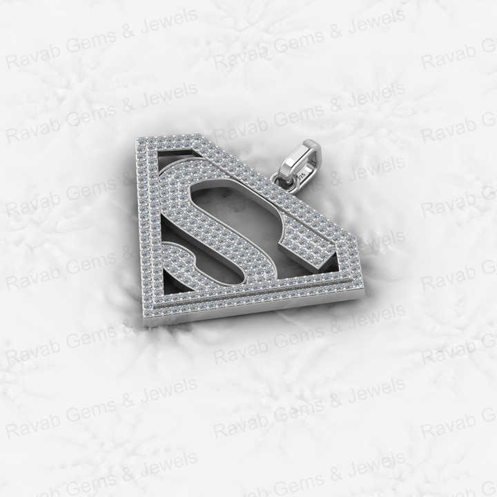 Top Trending Solid 925 Silver Superman S Initial Symbol Hip Hop Pendant Necklace Men Iced CZ Diamond Personalized Fine Jewelry