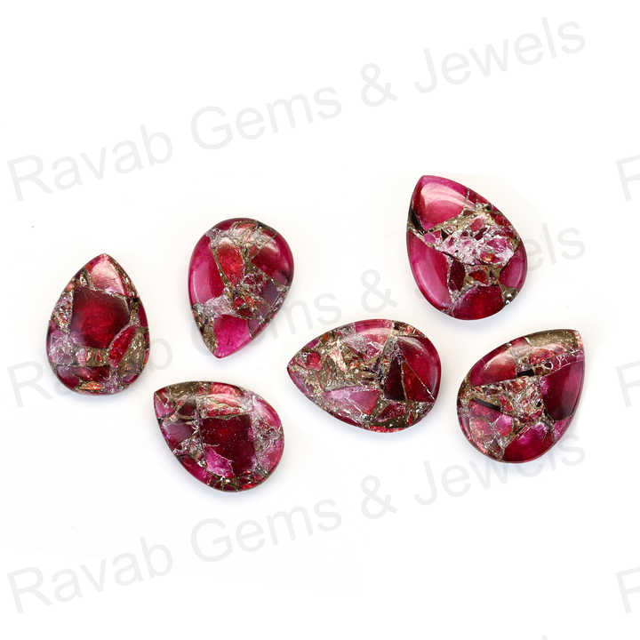 New Arrival Quality 16X22mm Mohave Pink Ruby Copper Pear Shaped Hand Polish Gemstone for Making 14k Gold Handmade Fine Jewelry