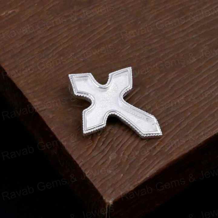 Genuine 925 Silver 25x20mm Designer Gothic Cross Blank Bezel Semi Mount Charm Pendant for Resin & Ashes Work Keepsake Jewelry