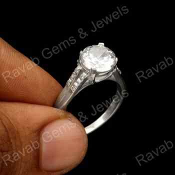 Best Quality 10mm Solid 925 Sterling Silver Wedding Ring With Cubic Zirconia Brilliant Cut Prong Setting Fine Jewelry for Women