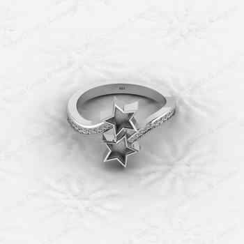 925 Sterling Silver Best Quality Star Design Ring Genuine Semi Mount Blank Setting With Gemstone Jewelry Findings & Components