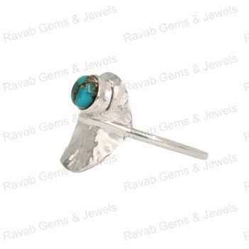 Best Selling Fine Jewelry Natural 12mm Square Kingman Arizona Turquoise Gemstone 925 Silver Gold Vermeil Eternity Dainty Ring